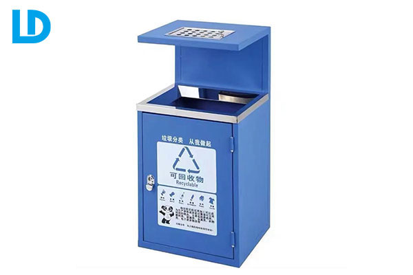 Metal Outdoor Trash Can Custom Blue Rubbish Bin