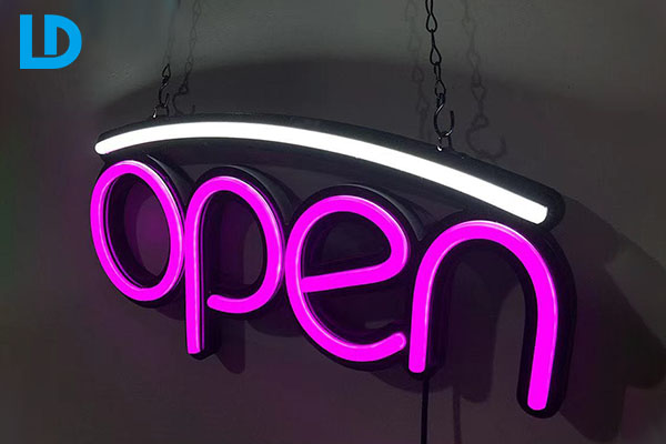 Neon Light Open Sign Rose Glow Business Signs