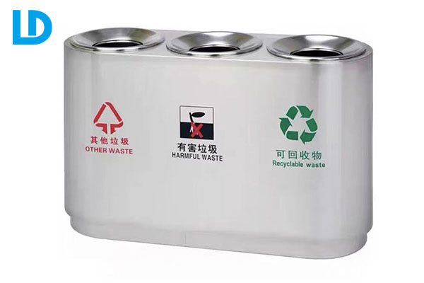 Three Compartment Trash Can And Recycle Bin