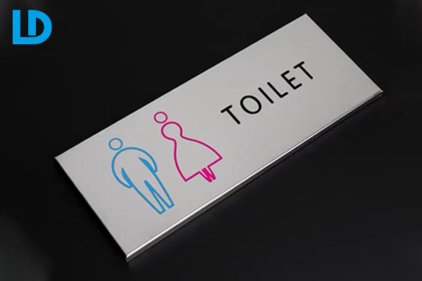 Toilet Sign For Door Home Metal All Gender WC Washroom Restroom Plaque