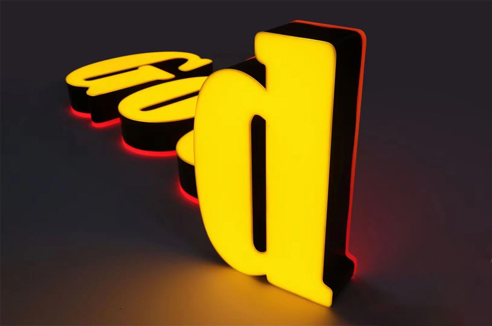 Front and back lit led channel letters for wall