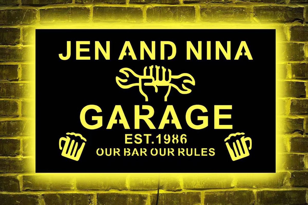 Custom Lighted Backlit Garage Bar Signs