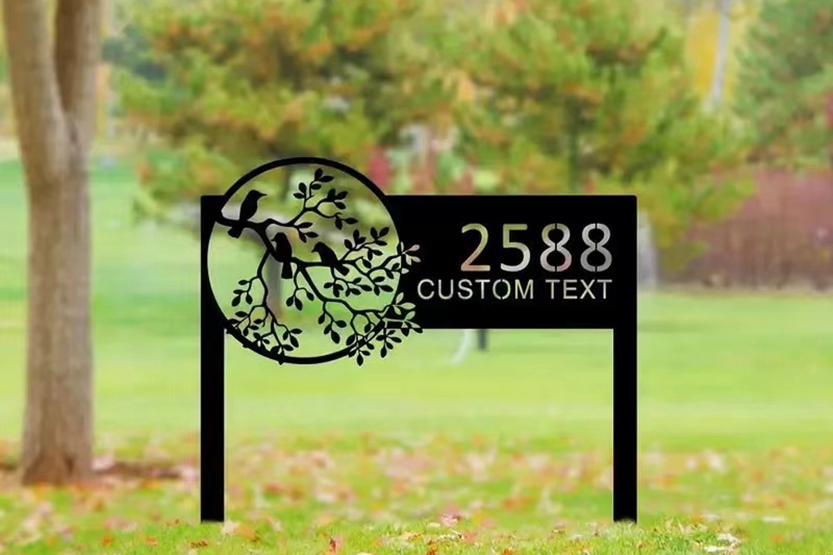 Custom Metal Yard Address Signs with Stakes