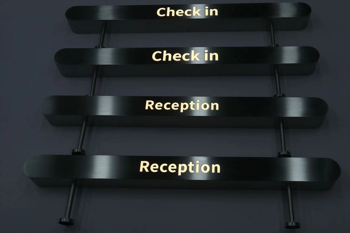 Standing Illuminated Metal Check in and Reception Signs